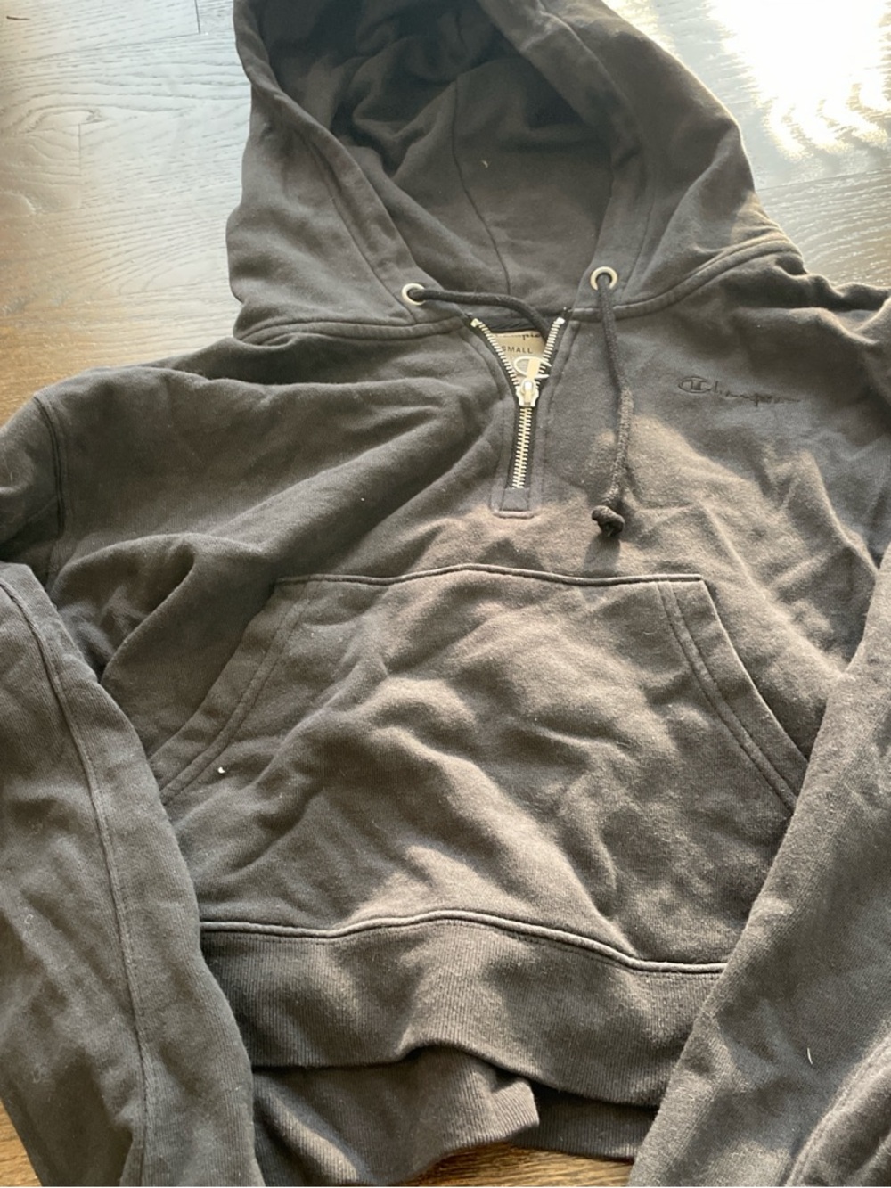 Champion Black Zip Hoodie with Silver Hardware